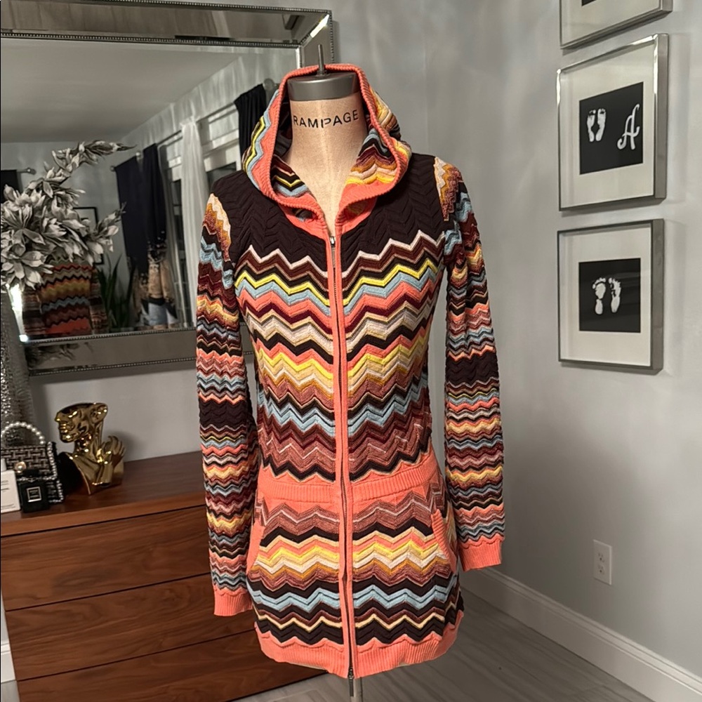 Colorful MISSONI Chevron Knit Cardigan Teen XL Adult size Small